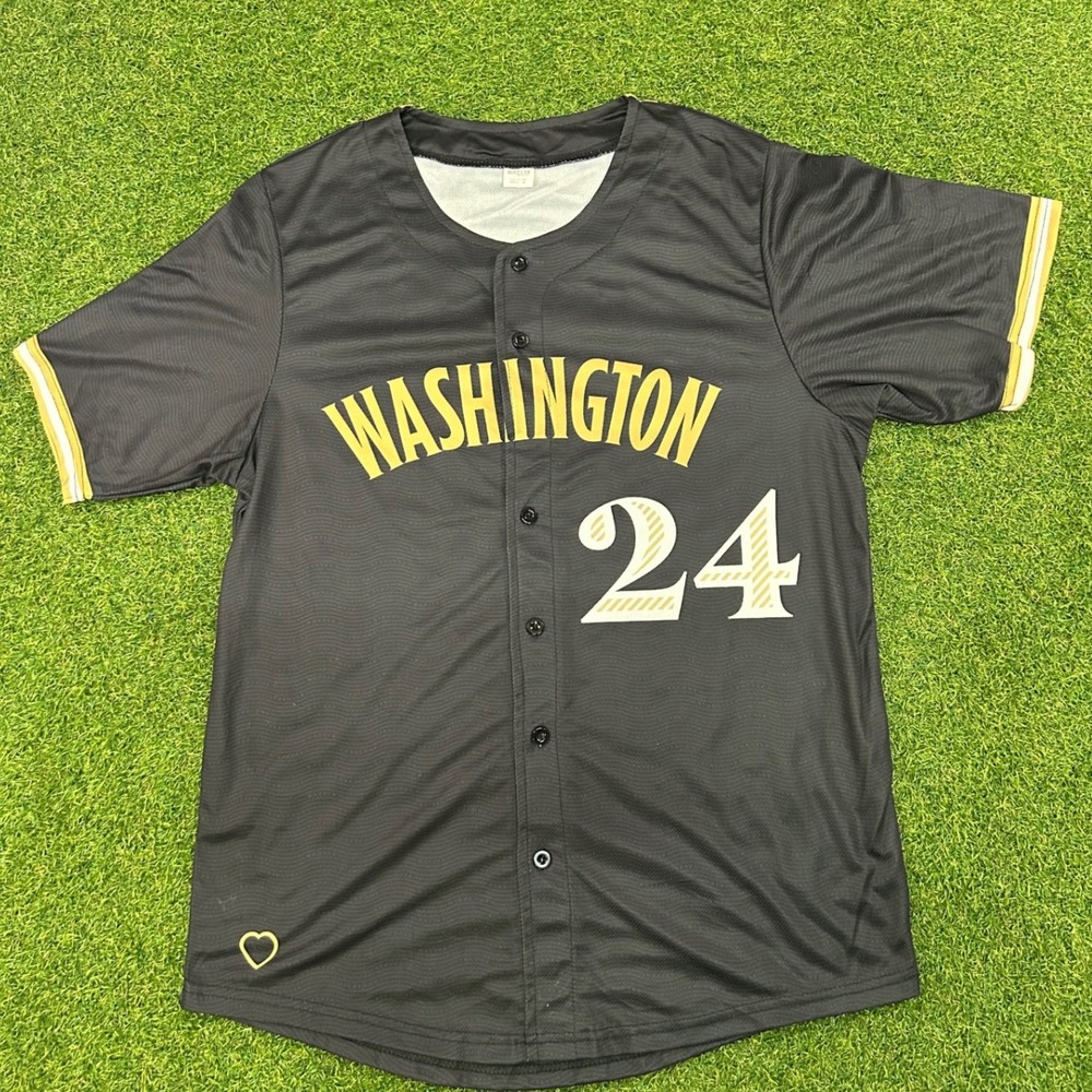 Washington Mystics Baseball Jersey Black Gold Number 24 Mens M